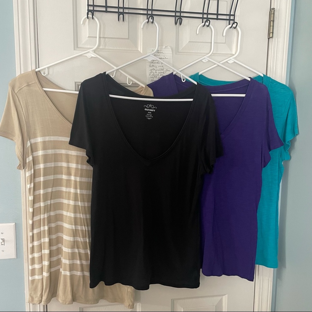 Old Navy v-neck shirts, all size large